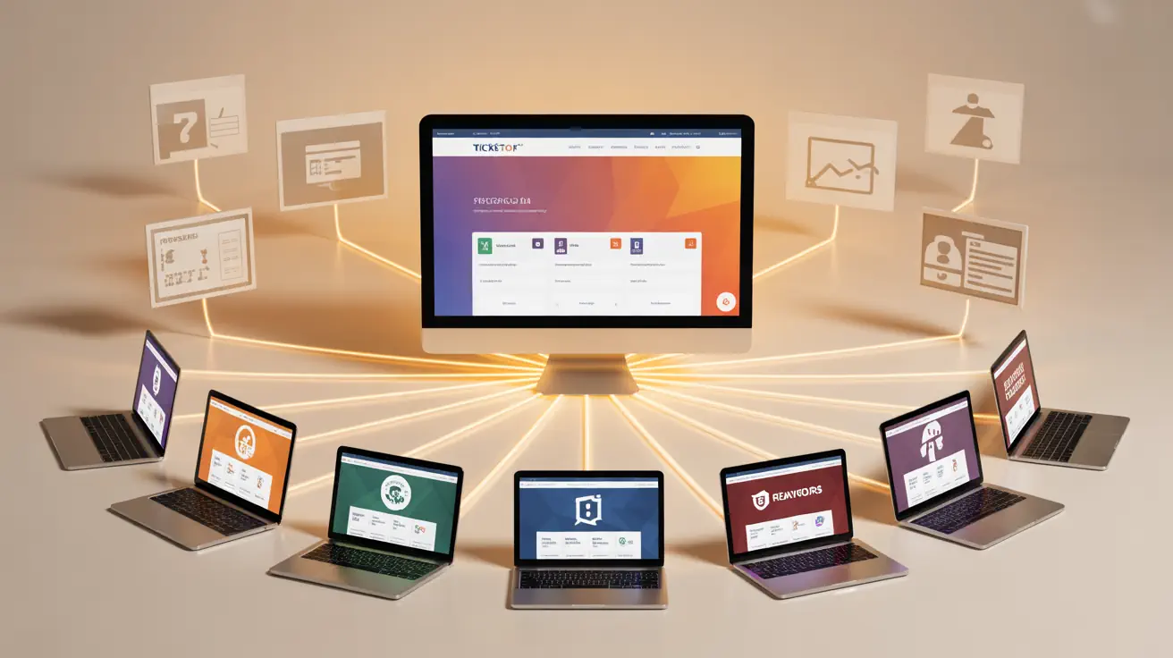 Multi-Site platform hero — parent hub to branded client sites