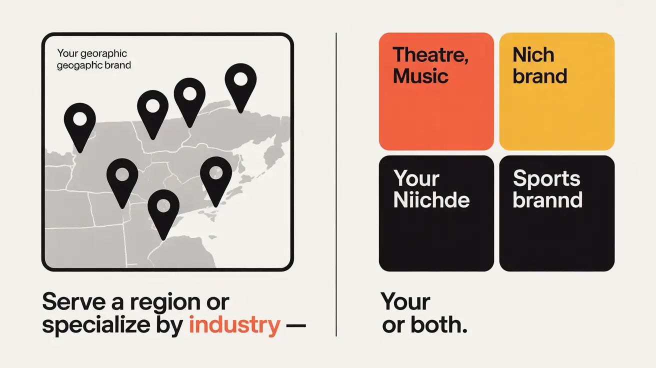 Target markets for a ticketing reseller: build a geographic brand and/or specialize by industry niche