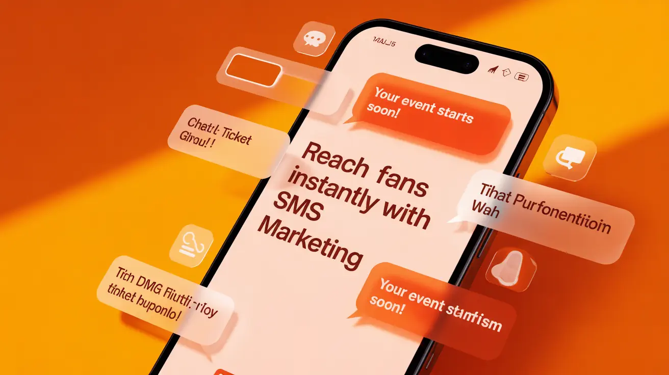 Teléfono móvil que muestra mensajes SMS de marketing y recordatorios de eventos enviados desde Ticketor.